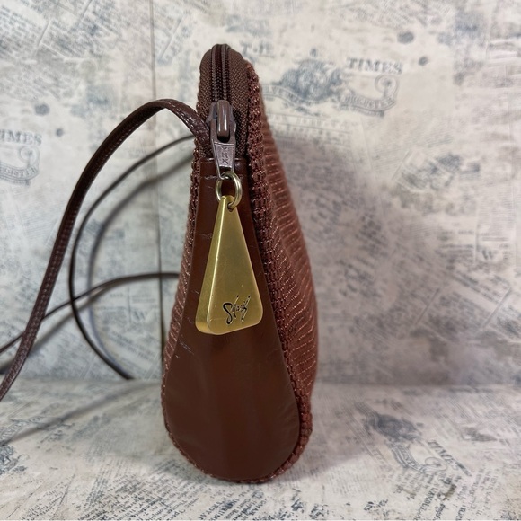 Americana by Sharif Crossbody Purse Handbag Black Leather And Fabric USA Made - Picture 2 of 10